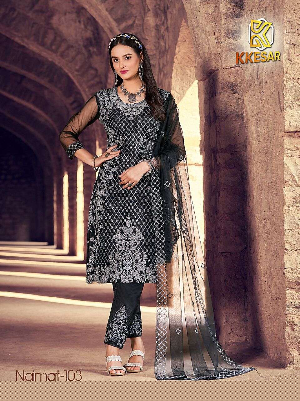 NAIMAT BY NAIMAT FASHION 101 TO 106 SERIES BEAUTIFUL PAKISTANI SUITS STYLISH COLORFUL FANCY CASUAL WEAR & ETHNIC WEAR NET EMBROIDERED DRESSES AT WHOLESALE PRICE